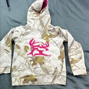 Kids Camo Hoodie with Pink Deer Logo